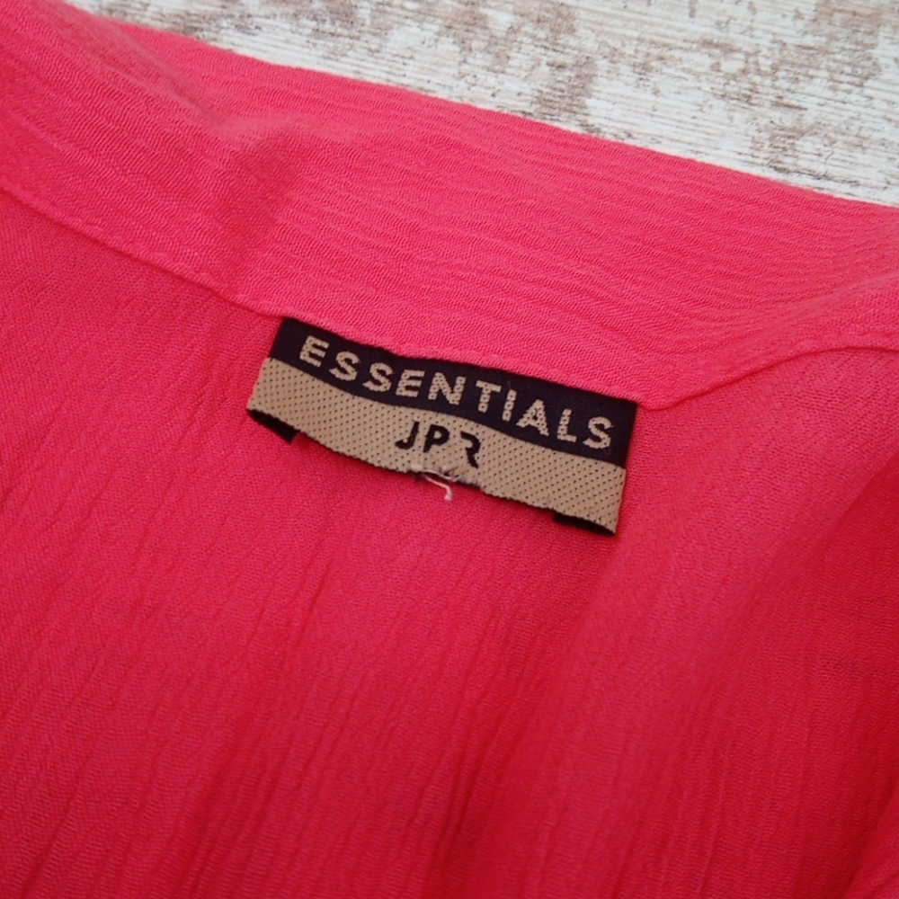 Essentials Jpr Coral Pink Button Down Blouse Top - image 5